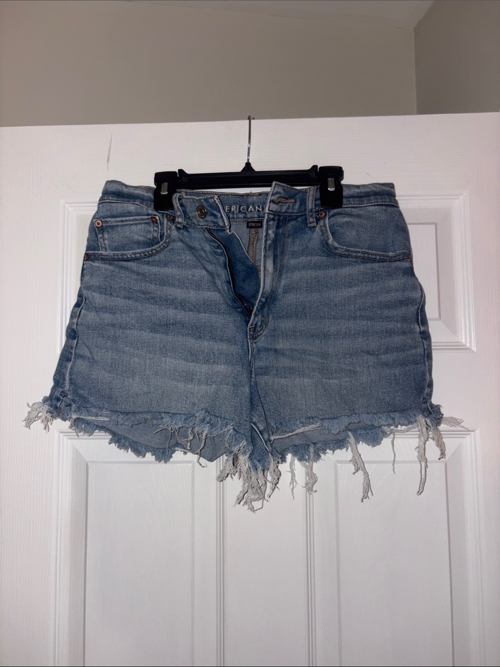 American Eagle Outfitters Light Blue Distressed Denim Shorts